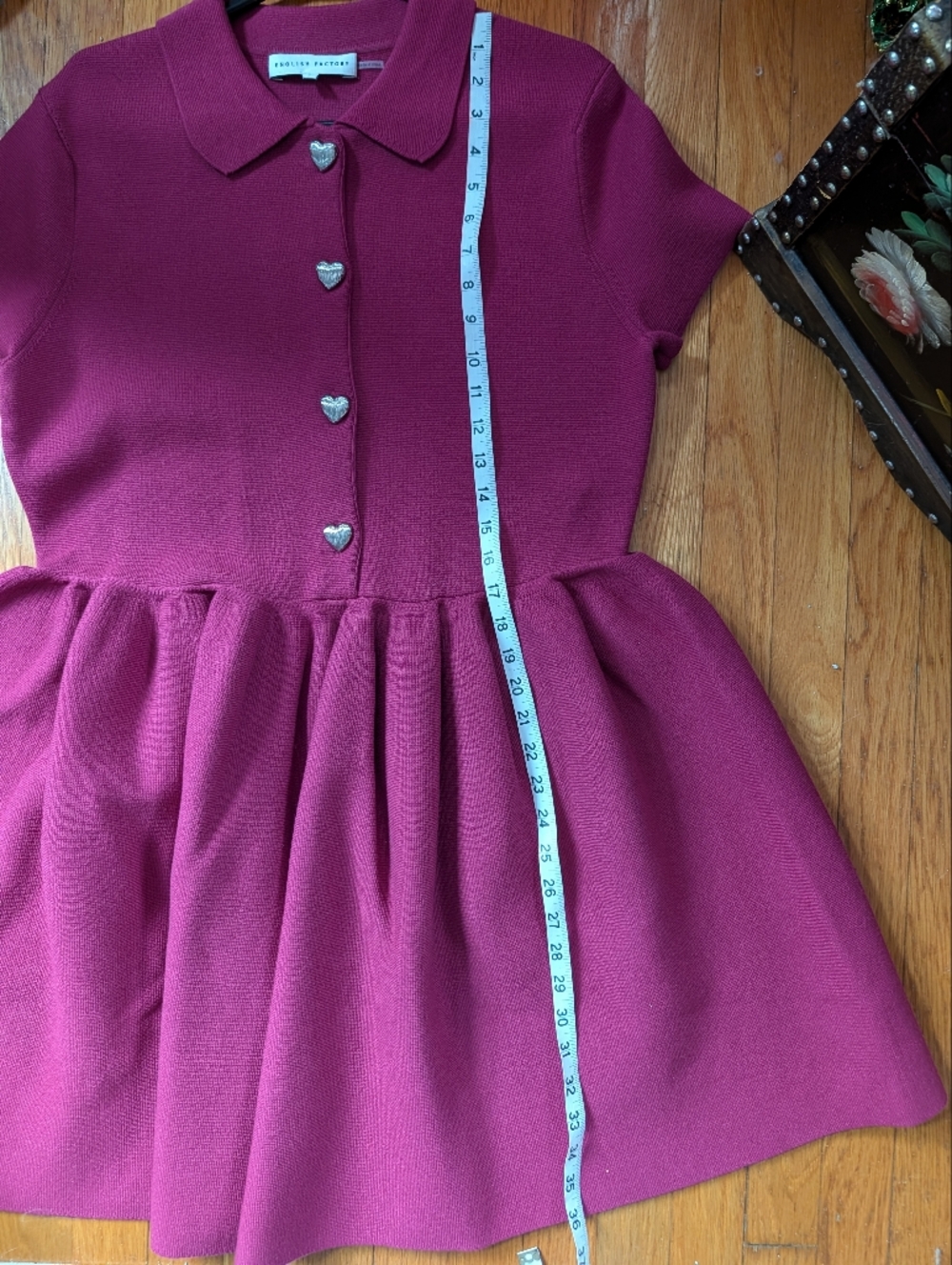 English Factory Heart Button Knit Mini Dress - Large - Picture 8 of 8